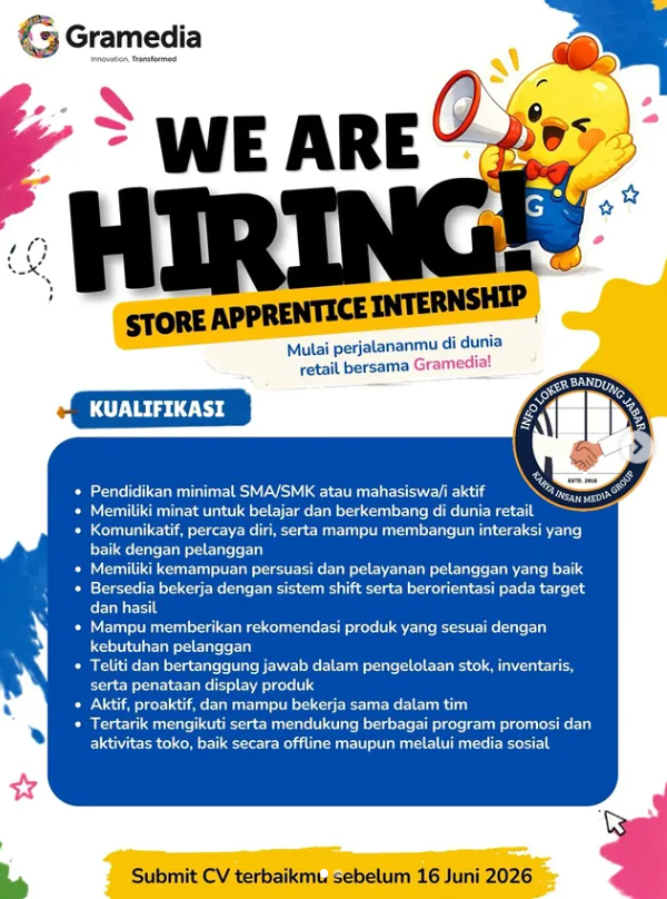 Untuk Lulusan SMA SMK! Gramedia Bandung Buka Loker Teranyar 2 image 15