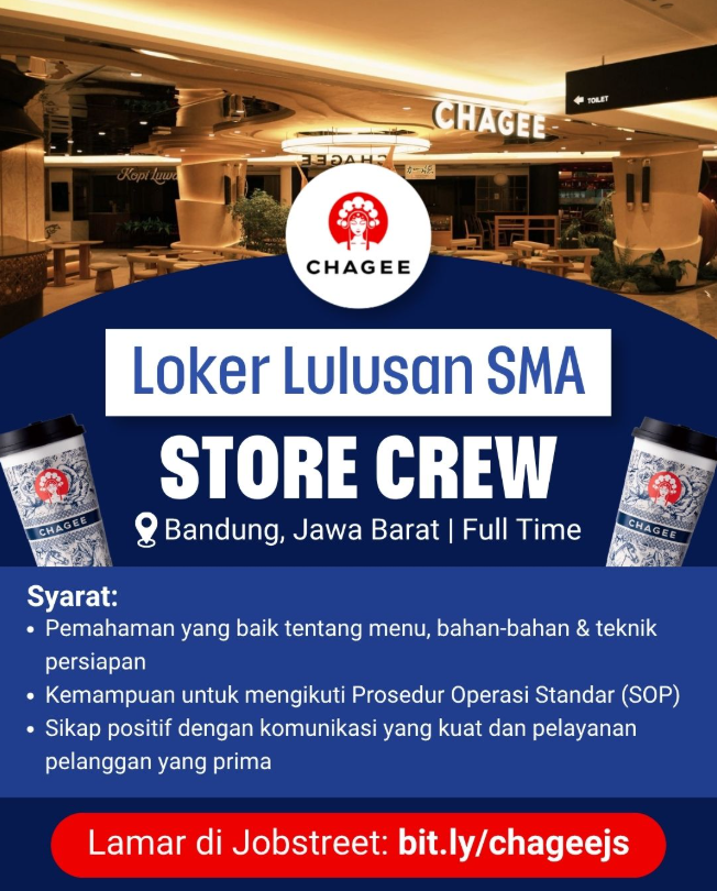 Buat Lulusan SMA SMK! Chagee Bandung Buka Loker Store Crew 2 image 17