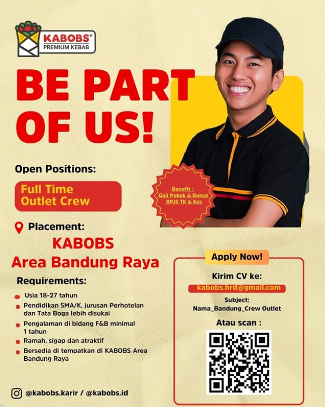 BURUAN DAFTAR! Kabobs Bandung Buka Loker Crew Outlet Buat Lulusan SMA SMK 2 image 19