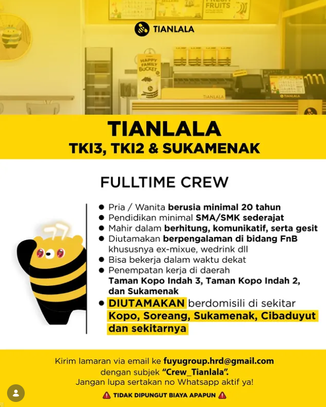 Buat Lulusan SMA SMK! Tianlala Bandung Buka Loker Fulltime Crew, Minat? 2 image 22