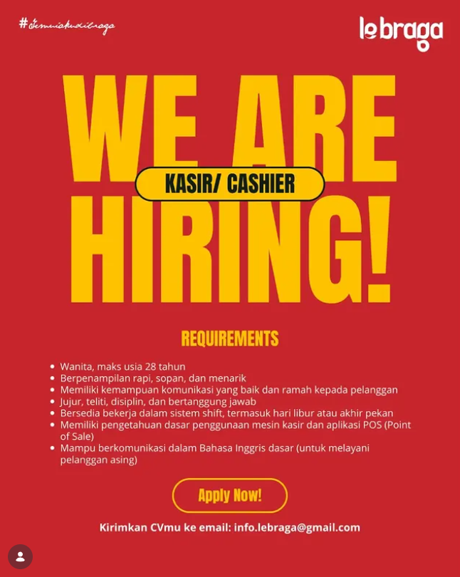 Terbaru! Le Braga Coffee Bandung Buka Loker Kasir, Ini Syaratnya 2 image 30