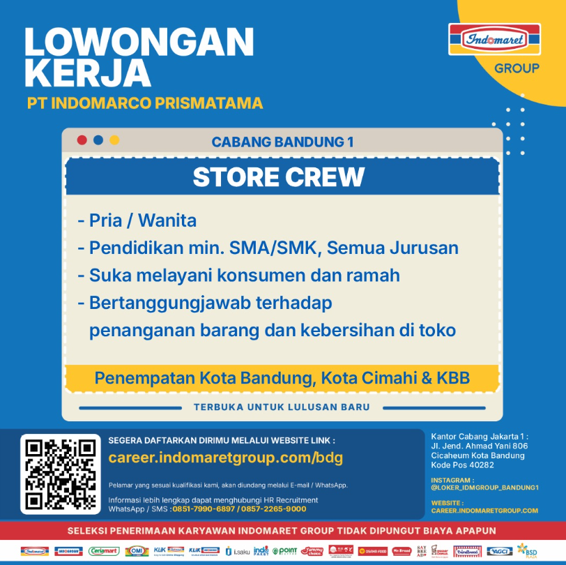TERBARU! Indomaret Bandung dan Cimahi Buka Loker Posisi Store Crew Buat Lulusan SMA SMK 2 image 31