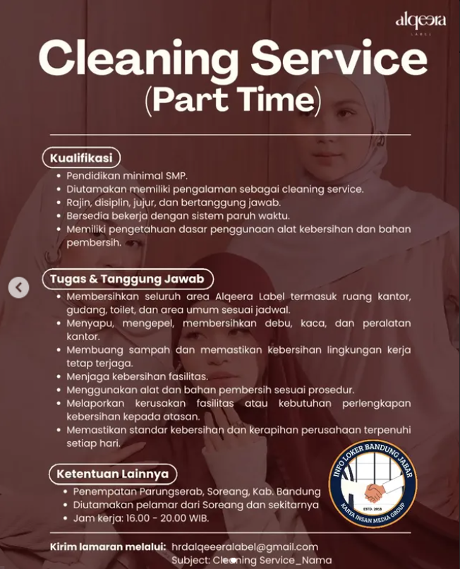 Buat Lulusan SMP! Alqeera Bandung Buka Loker Cleaning Service Part Time 2 image 36