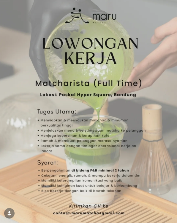 Terbaru! Maru Matcha Bandung Buka Loker Matcharista, Gini Syaratnya 2 image 4